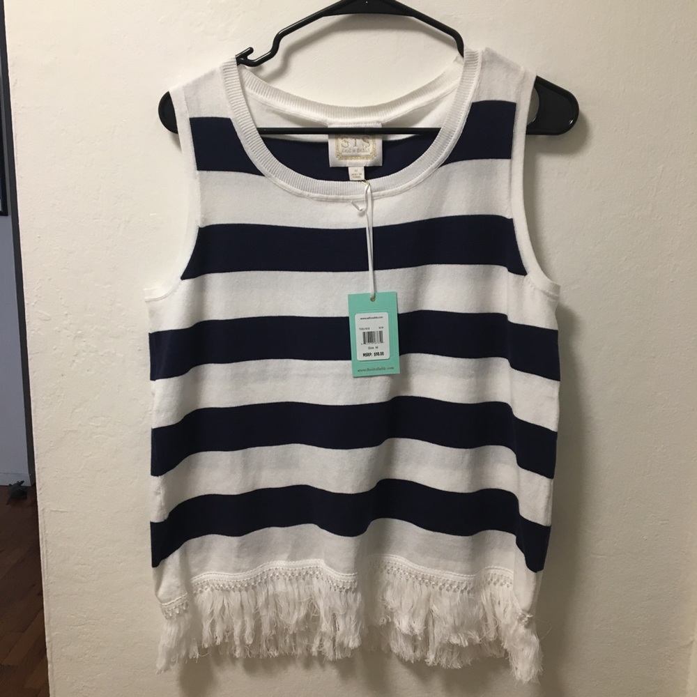 Sail to sable sleeveless fringe top